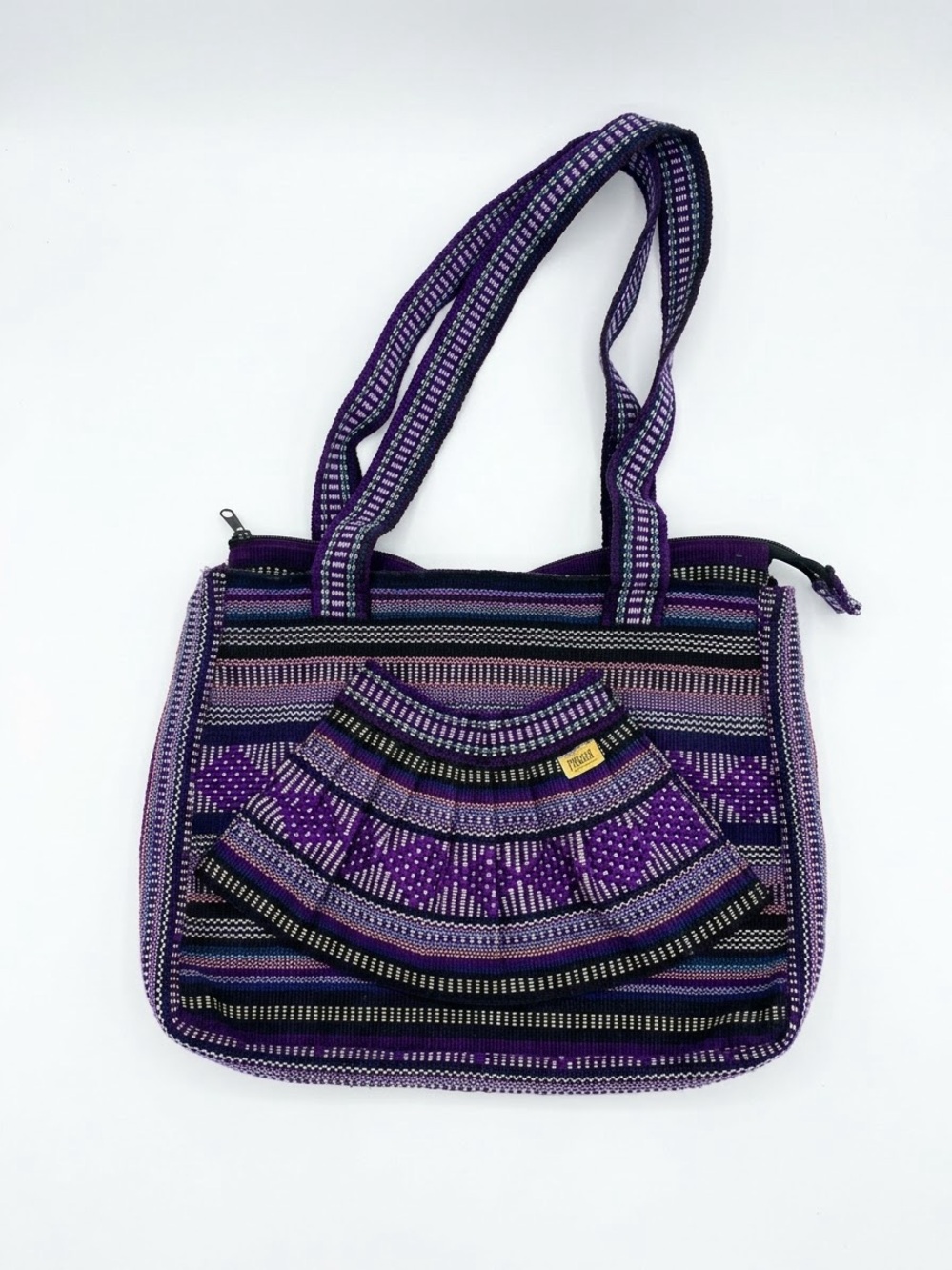 Purple Striped Woven Tote